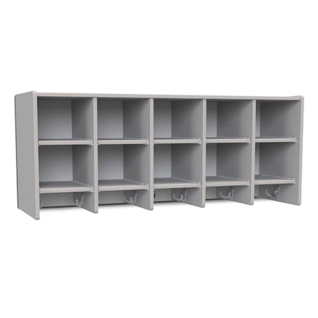 Jonti-Craft Rainbow Accents 10 Section Wall Mount Coat Locker, without Trays, Gray 0770JC000